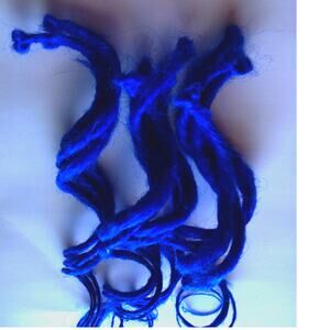 10 Curly Wavy Blue Dreads Dreadlock Hair Extensions